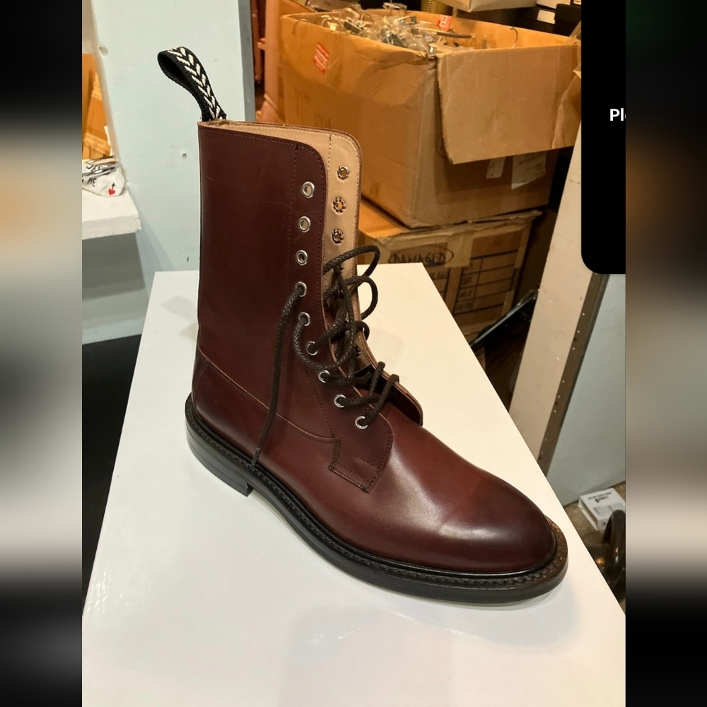 Tricker's X Gabriela Hearst Colab Burgundy Classic Brown Leather Boots